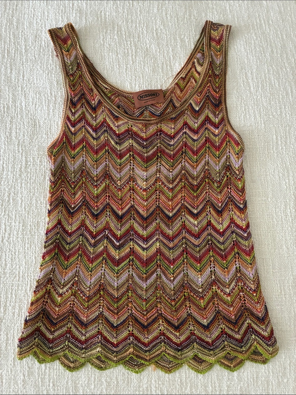 Vintage Missoni multicolor chevron knit tank